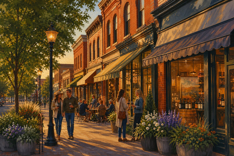 Downtown Walla Walla at golden hour