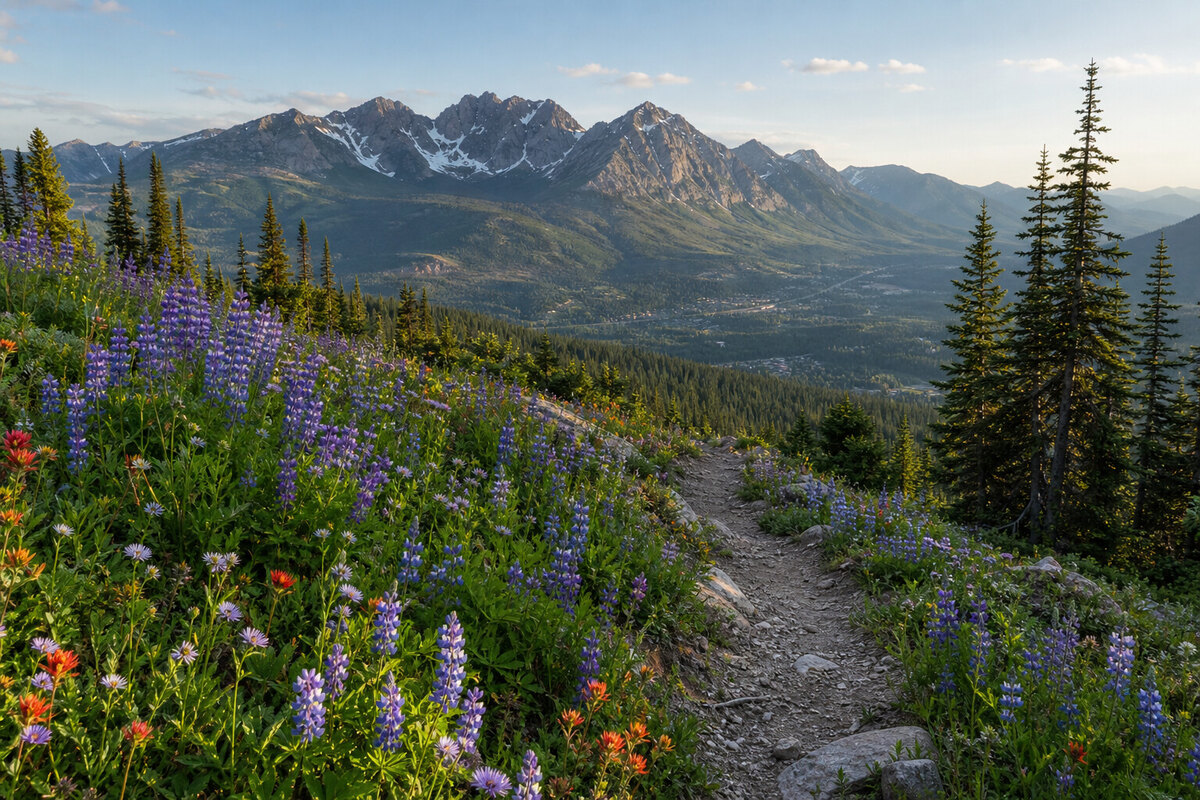 Summer alpine wildflowers near Whitefish Mountain Resort