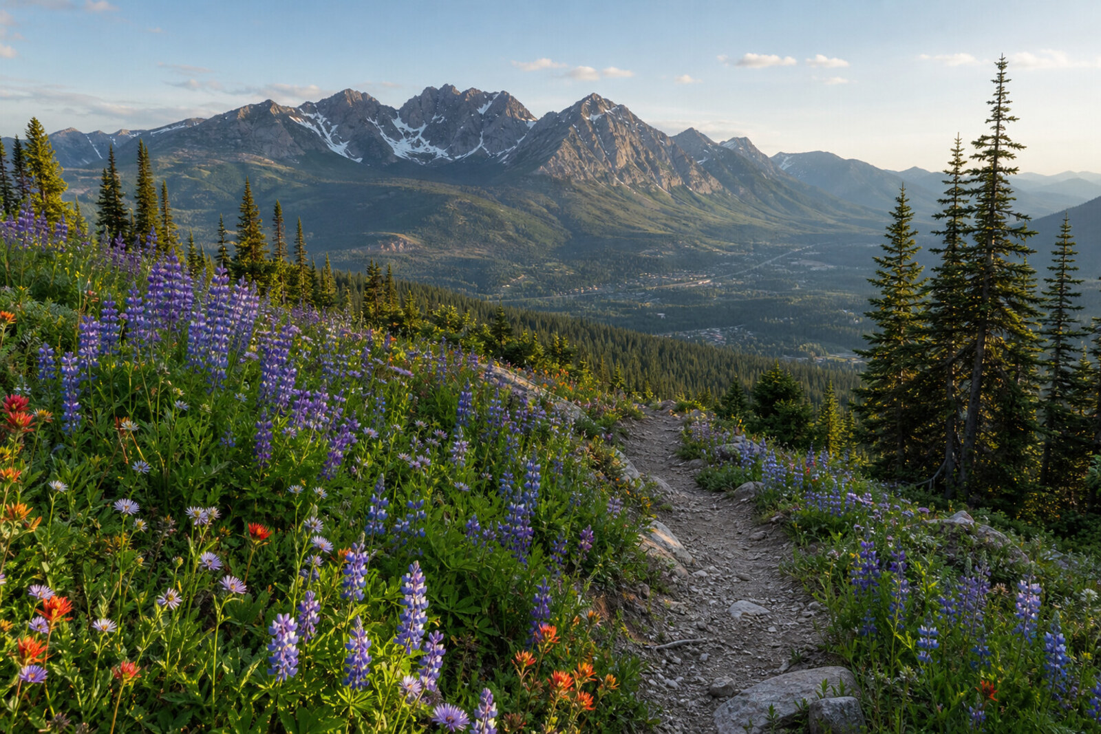 Summer alpine wildflowers near Whitefish Mountain Resort