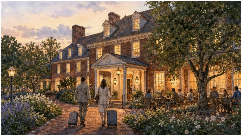 Watercolor historic hotel near Colonial Williamsburg