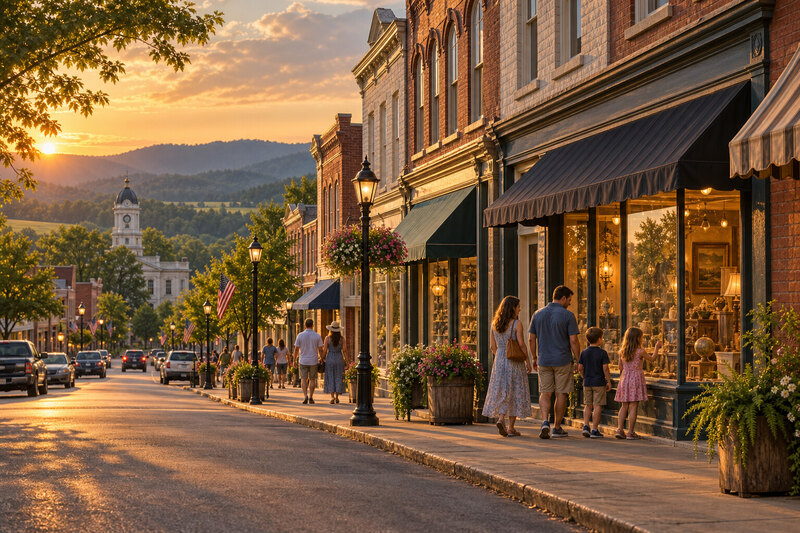 Painterly evening on Main Street in Williamstown Kentucky
