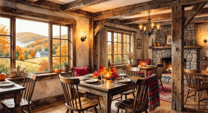 Restaurant dining room in Woodstock, Vermont