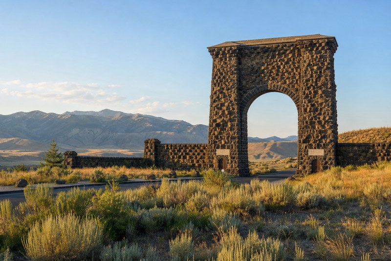 Roosevelt Arch entrance to Yellowstone National Park near Gardiner